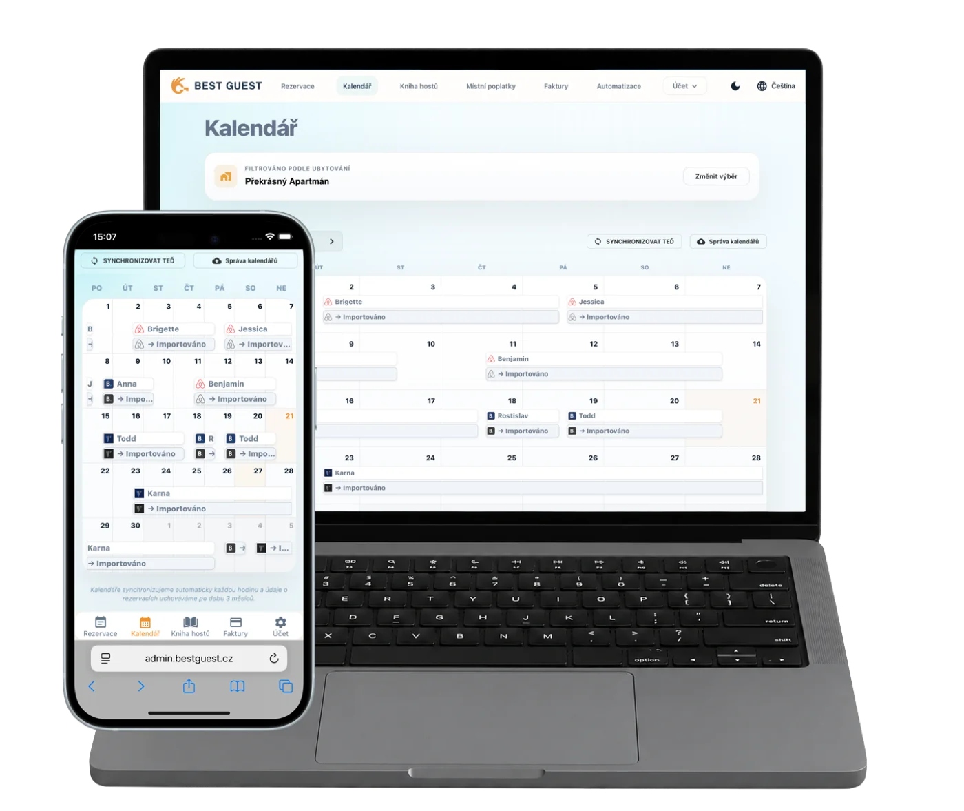 Best Guest calendar dashboard shown on a laptop and phone